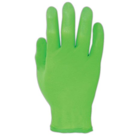 SHOWA 7705PFT, Nitrile Disposable Gloves, 4 mil Palm, Nitrile, Powder-Free, L, 100 PK, Green 7705PFTL